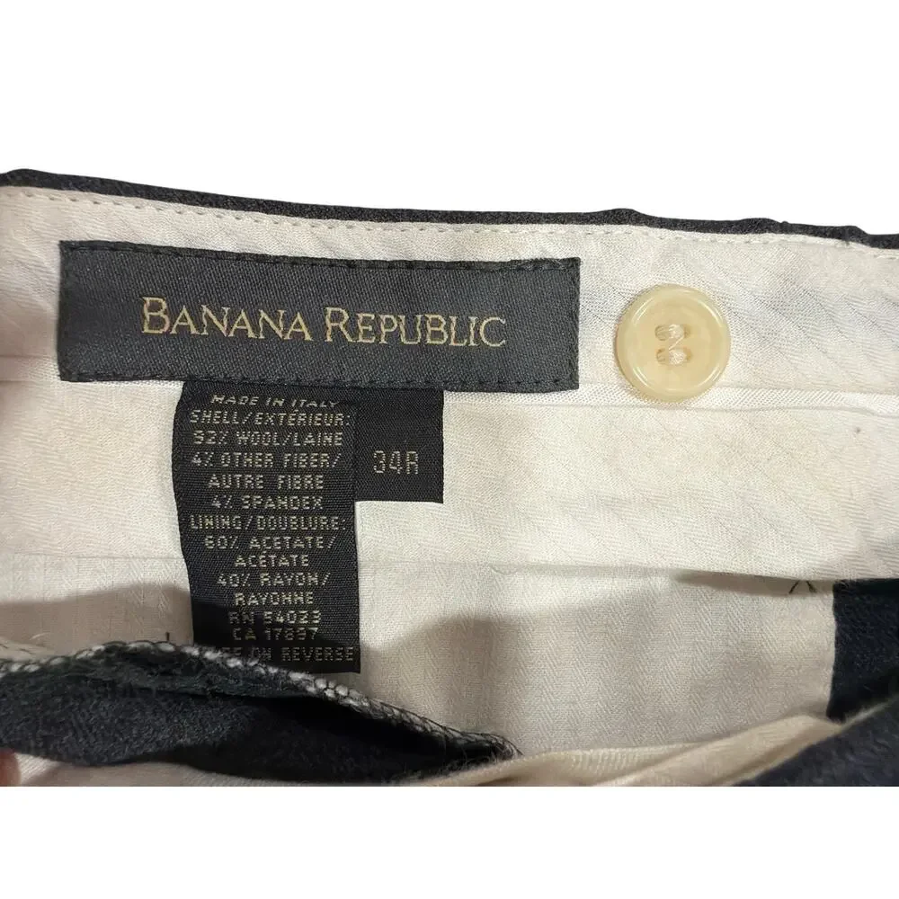 Banana Republic 92% Gray Wool Dress Pants 34W 32L Classic Fit